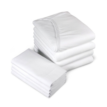 Hotel Premium 100% Sateen Cotton Flat Fitted Sheet White